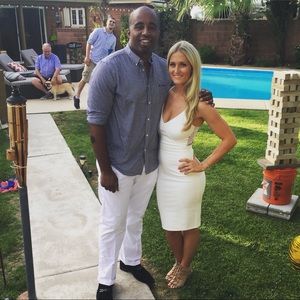 White lace midi body con dress size small